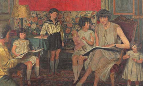 Edouard Vuillard: Madame Jean Bloch and Her Children, second version, 1930, reworked 1933 and 1934. Edouard Vuillard: Madame Jean Bloch and Her Children, second version, 1930, reworked 1933 and 1934.