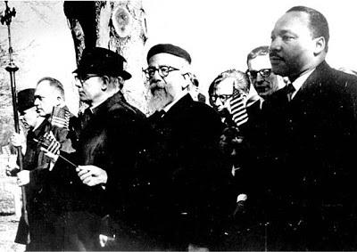 Jews like Rabbi Abraham Joshua Heschel (pictured above with the beard) marched with Martin Luther King Jr. on the road to civil rights. Rev.King marched with the Jews on the road to a secure Israel.