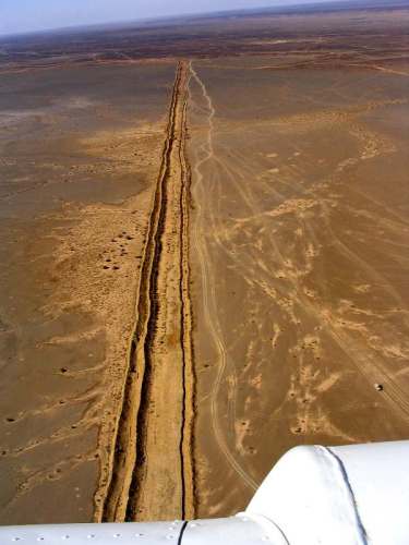 The Berm desert wall as seen from the air