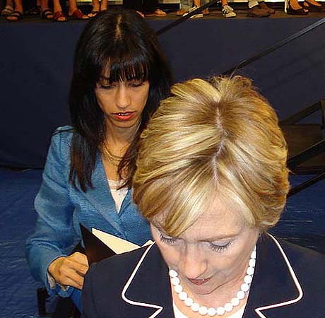 Earlier, Rep. Bachmann also accused Huma Abedin, seen here behind her boss, Secretary of State Hillary Clinton, of ties to the Muslim Brothers. Earlier, Rep. Bachmann also accused Huma Abedin, seen here behind her boss, Secretary of State Hillary Clinton, of ties to the Muslim Brothers.