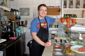 Baruch Rosenstark at The Scoop, in the Deckel strip mall in Efrat. Feb. 6, 2105.