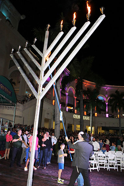 Grand menorah lighting at Gulfstream Park Chanukah festival.