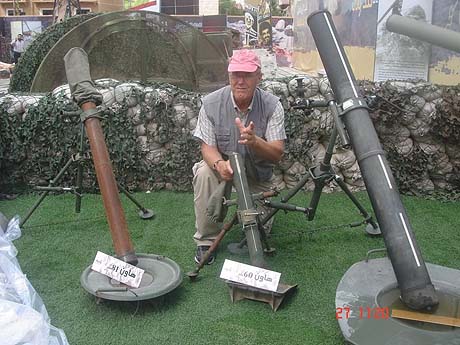 Franklin Lamb with Hezbollah mortars in Lebanon. Franklin Lamb with Hezbollah mortars in Lebanon.