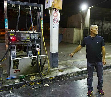 Gas tank damaged during night of rioting in Jerusalem on Sept. 8, 2014.