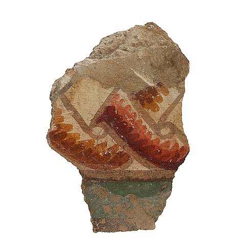 Guilloche, in a fresco from Zippori, dating from the early Second Century CE (Photo: G. Laron).