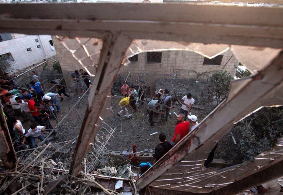 A Hebron home hit by a Hamas rocket on July 12, 2014.