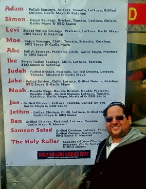 Yisroel Mordowitz outside his Holy Rollers Kosher Cart, Feb. 18, 2015.