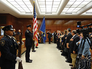 The Color Guard ceremony at the memorial service for Judge Herbert Kramer