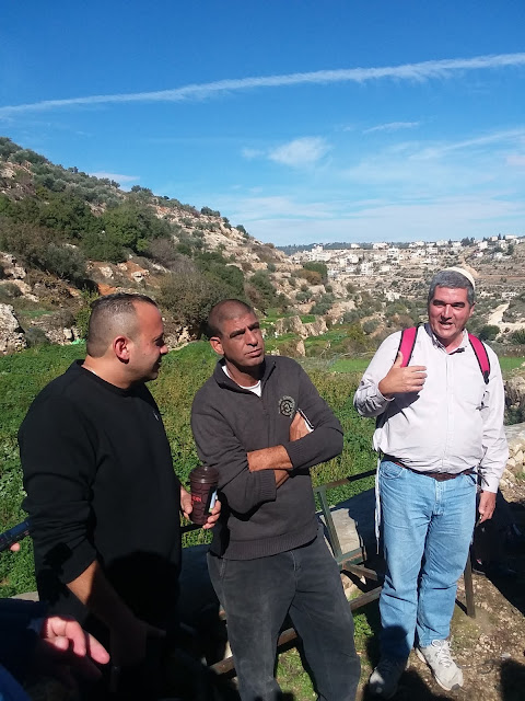 Ziad Sabateen in the middle, flanked by Inon Dan Kehati on the left and David HaIvri, a settler and Zionist leader, on the right. Credit: Bennett Ruda Photo