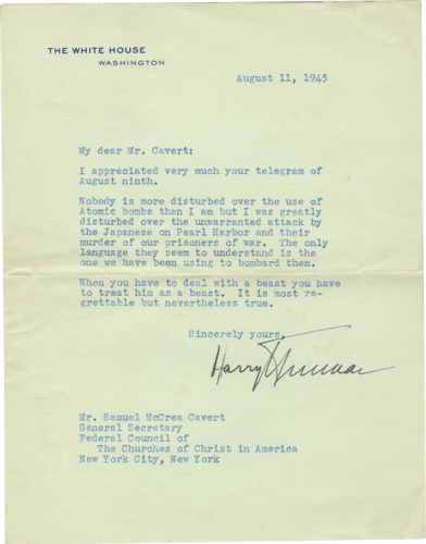 The President Harry Truman letter