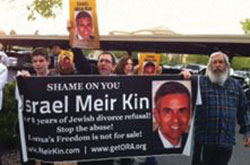 Protesters at Meir Kin’s wedding