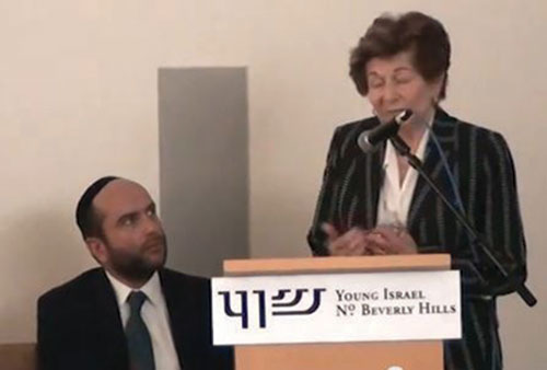 Rabbi Pinni Dunner and Holocaust survivor Heddy Orden.