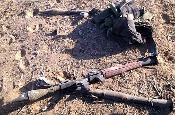 Some of the weapons carried by the terrorists who tried to infiltrate into Kibbutz Sufa.