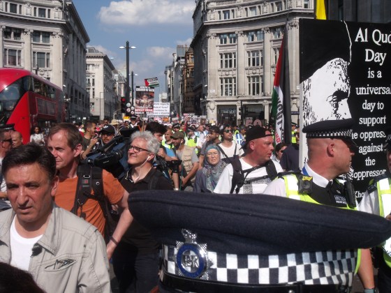 Al Quds Day paraders are clueless as we step out in front of them.