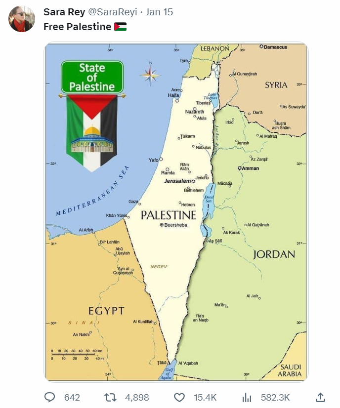 Twitter history - map of Palestine