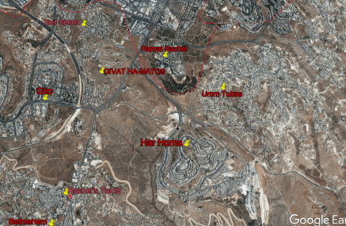 Location of Givat Hamatos in southern Jerusalem