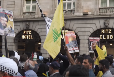 Annual Hezbollah al Quds rally in London. Screenshot from YouTube photo