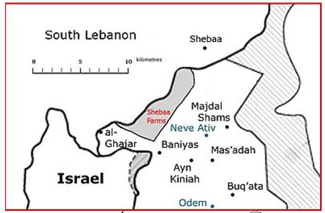 The Shebaa Farms area map