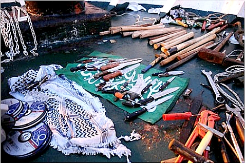 Weapons found on board the Mavi Marmara on May 31, 2010