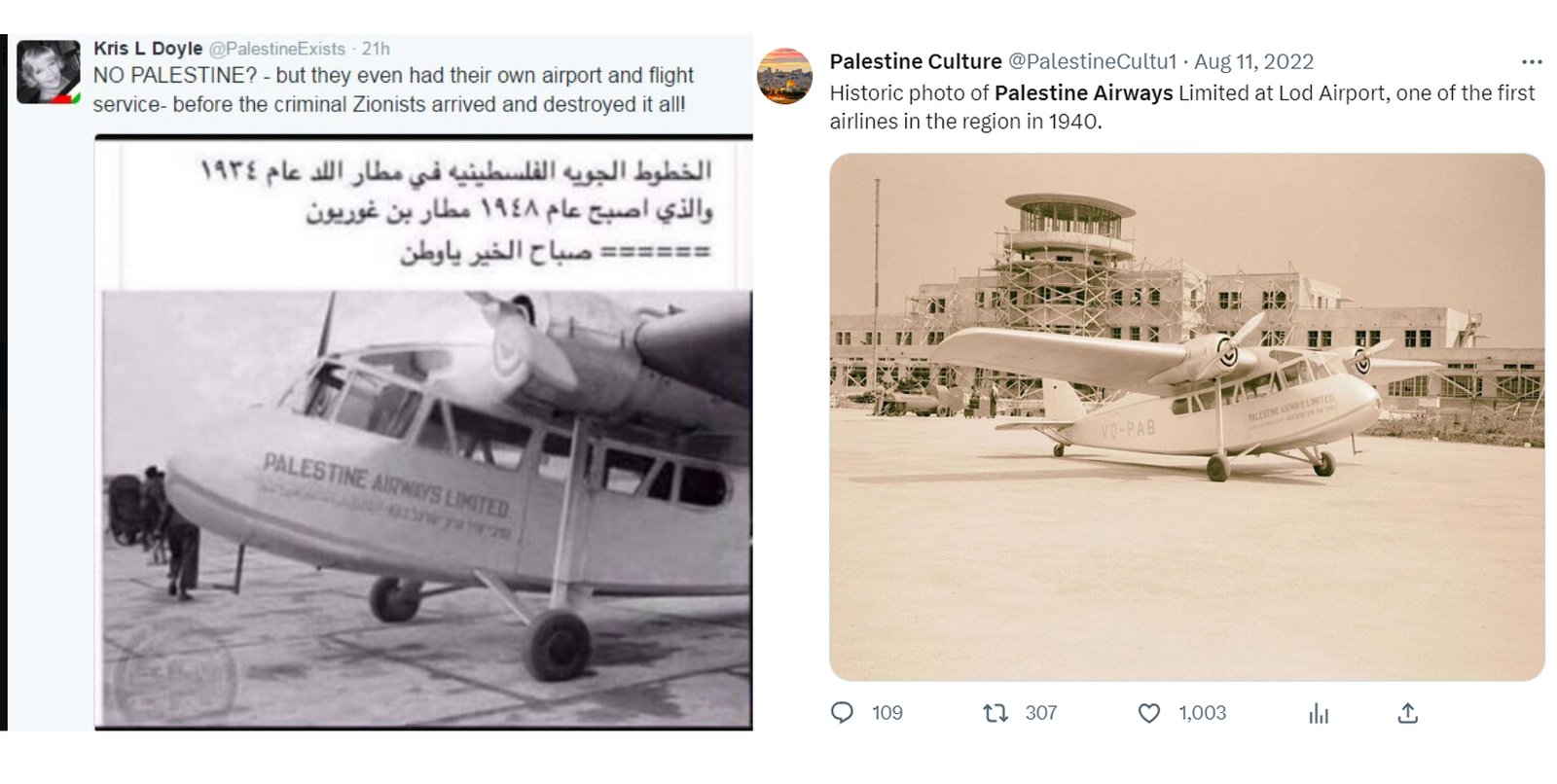 Palestine Airways - twitter history