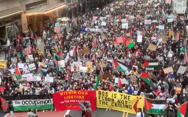 A pro-Palestinian protest in midtown Manhattan