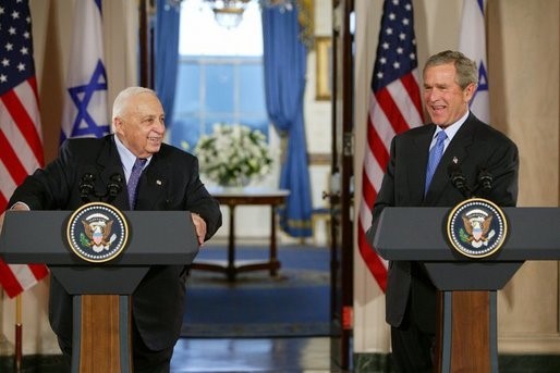President George W. Bush and Israeli Prime Minister Ariel Sharon